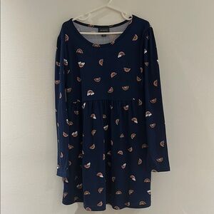 Hanna Andersson Navy Blue Kids Dress with Rainbow Print